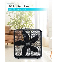 Black+Decker 20” Box Fan with 3 Speed Settings, Powerful 80W Motor, 5-Blade Box Fan with Carry Handle, Black