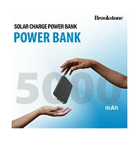 Brookstone 5,000mAh Solar Powered Magsafe Wireless Charging Multi-Port Power bank with Built-In Flash Light