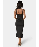 Bebe Women's Scuba Bustier Ruffle Wrap Dress