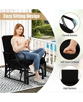 2 Pcs Patio Rocking Chair with Cushion Heavy-Duty Metal Frame Smooth Glider Outdoor
