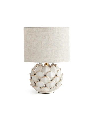7.75" x 12" Declan Decorative Artichoke Pattern Ceramic Mini Table Desk Lamp w/ Linen Shade
