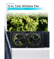 Black+Decker 9" Dual Window Fan for Window Screen with 2 Speed Settings, Twin Window Fan, Black