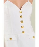 endless rose Women's Linen Buttoned Midi Dress