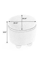 Round Upholstered Storage Stool with Hidden Compartment and Cushioned Seat for Bedroom Living Room Entryway Seating and Organization-The Pop Home