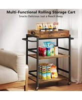 3-Tier Kitchen Cart Rolling Bar Cart Microwave Stand