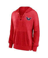 Fanatics Women's Red Washington Capitals Breakout Lace-Up Pullover Hoodie