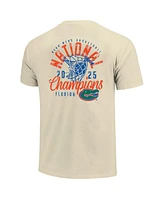 Image One Men's Natural Florida Gators 2025 Ncaa Basketball National Champions Distressed Net T-Shirt