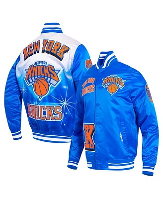 Pro Standard Men's Royal New York Knicks Sublimated Satin Full-Snap Jacket