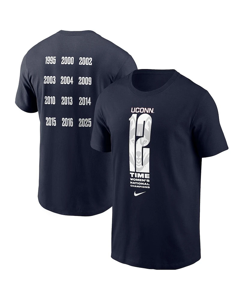 Nike Men's Navy UConn Huskies 12-Time Ncaa Women's Basketball National Champions T-Shirt
