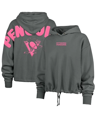 '47 Brand Women's Gray Pittsburgh Penguins Bright Side Venice Cropped Pullover Hoodie