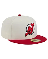 New Era Men's White Jersey Devils Chrome Two-Toned 59FIFTY Fitted Hat