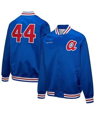 Mitchell & Ness Men's Hank Aaron Royal Atlanta Braves Legends Collection Vintage Satin Full-Snap Jacket