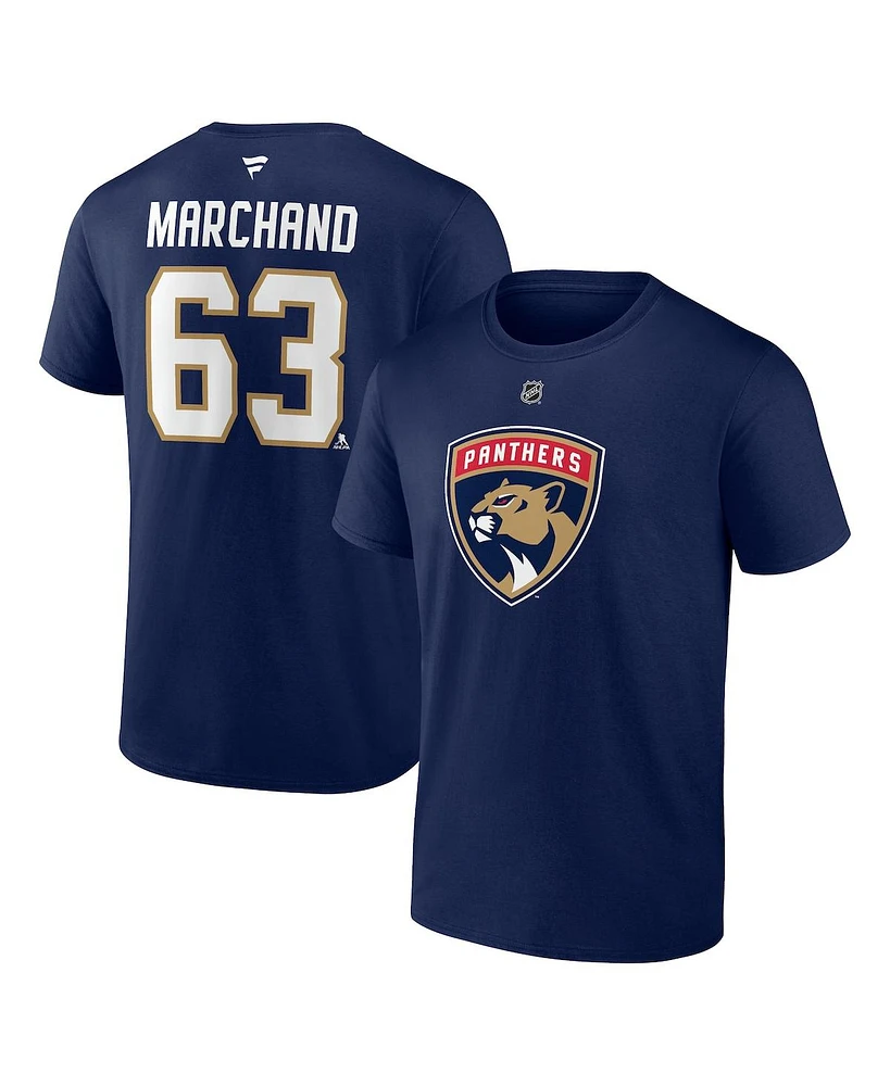 Fanatics Men's Brad Marchand Navy Florida Panthers Authentic Stack Name Number T-Shirt