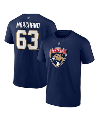 Fanatics Men's Brad Marchand Navy Florida Panthers Authentic Stack Name Number T-Shirt