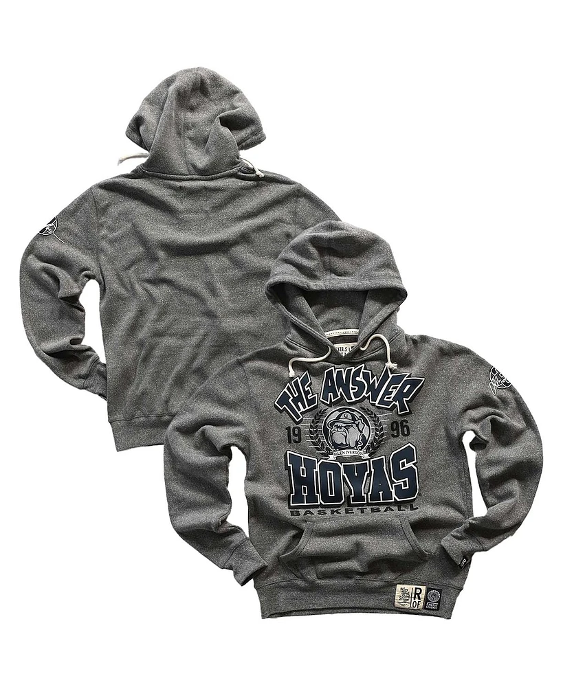 Roots Of Fight Men's Allen Iverson Gray Georgetown Hoyas Tri-Blend Pullover Hoodie