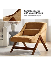 Elias Modern Accent Sloped Armrests Chair with Solid Wood Legs and A Lumbar Pillow