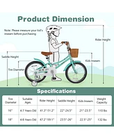 18 Inch Kids Bike Retro Bicycle with Adjustable Height and Basket for Ages 4-8 Years Old