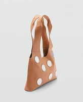 Mango Women's Mirror Details Leather Shoulder Bag