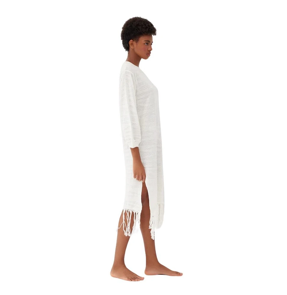 Labeca London Women's Margi Cotton Textured Fringe Dress