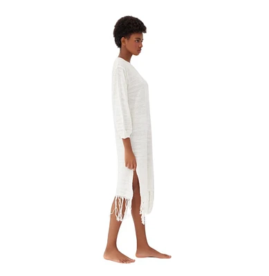 Labeca London Women's Margi Cotton Textured Fringe Dress