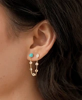 Ettika Double Piercing Turquoise Earrings