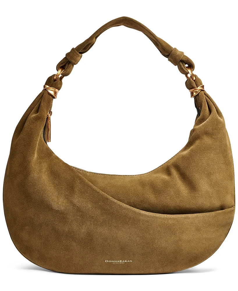 Donna Karan New York Gabardine Suede Mini Hobo Shoulder Bag