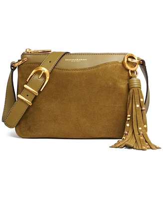 Donna Karan New York Glenwood Zippered Suede Crossbody with Tassel Detail