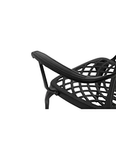 3-Piece Patio Bistro Set: Cast Aluminum Table, 2 Chairs, Umbrella Hole, Cushions (Black)