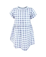 Hudson Baby Girls Cotton Dresses, Blue Pink Basic Tulip