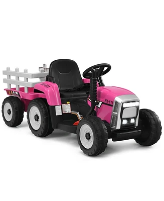 12V Ride on Tractor with 3-Gear-Shift Ground Loader for Kids 3+ Years Old