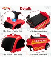 Kids Push Ride On Fire Truck with Ladder Bubble Maker and Headlights