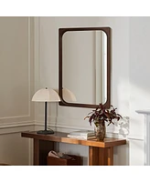 LuxenHome Rubberwood Frame Rectangle 35-Inch Tall Wall Mirror, Accent and Vanity