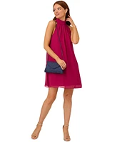 Adrianna Papell Women's Chiffon Mock-Neck Sleeveless Shift Dress
