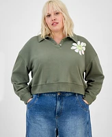 Grayson Threads, The Label Trendy Plus Collared Daisy Sweatshirt