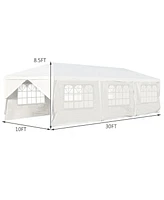 10 x 30 Feet Outdoor Canopy Tent with 6 Removable Sidewalls and 2 Doorways
