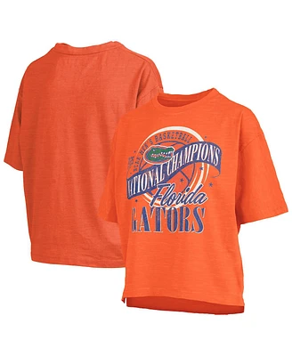 Pressbox Women's Orange Florida Gators 2025 Ncaa Men's Basketball National Champions World Ball Motley Crew Oversized Slub T-Shirt