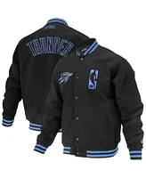 Fisll Men's and Women's Black Oklahoma City Thunder Logo Man Shadow Collection Full-Snap Varsity Jacket