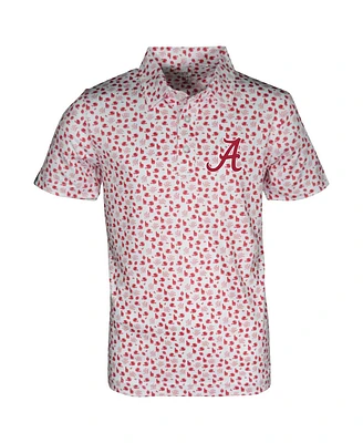 Garb Big Boys and Girls White Alabama Crimson Tide Earnest Allover Print Polo Shirt