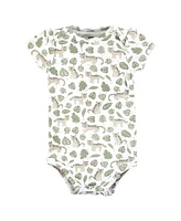 Hudson Baby Girls Cotton Bodysuits 3-Pack, Wild Cheetah