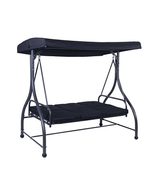 3 Seats Outdoor Swing Hammock with Adjustable Tilt Canopy