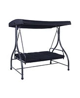 3 Seats Outdoor Swing Hammock with Adjustable Tilt Canopy