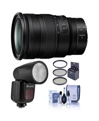 Nikon Nikkor Z 24-70mm f/2.8 S Lens, Bundle with Flashpoint Zoom Li-on X R2 Ttl On-Camera Round Flash Speedlight, 82mm Filter Kit, Cleaning Kit
