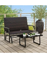 All Weather Outdoor 2-Person Swing Glider Bench with Quick Dry Foam Seat