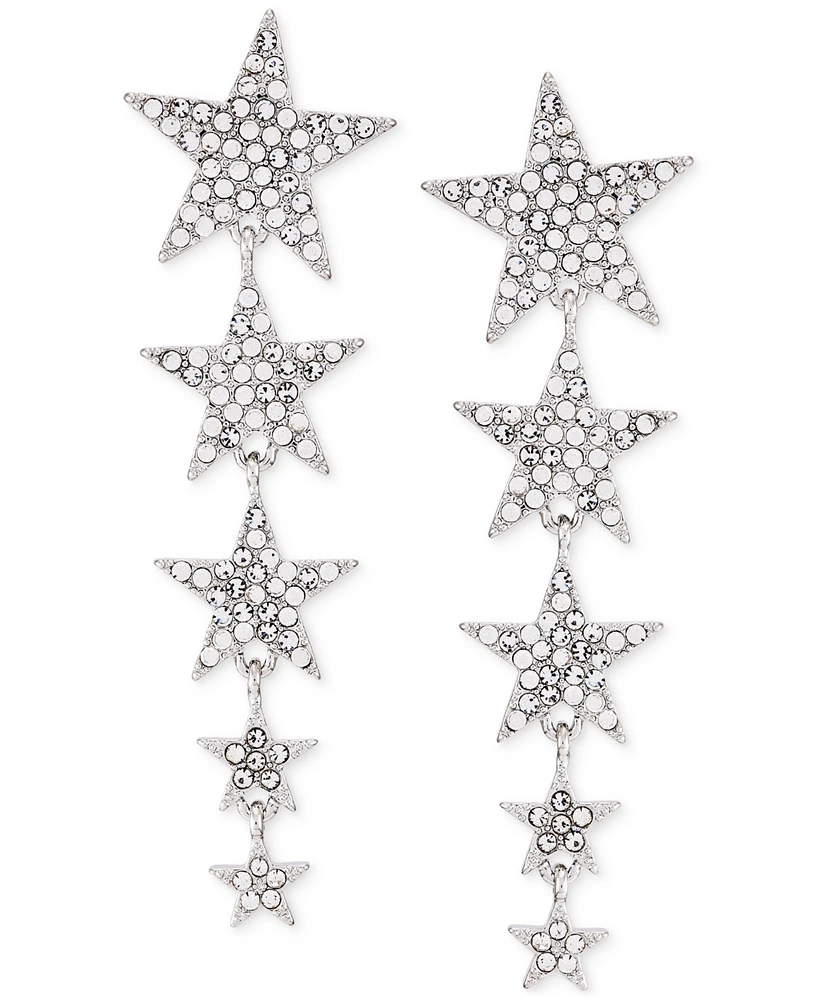 Guess Silver-Tone Pave Star Statement Earrings