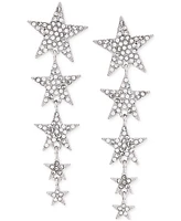 Guess Silver-Tone Pave Star Statement Earrings