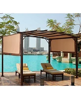 Outdoor Pergola Gazebo with Retractable Canopy Shades