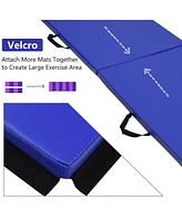 6 x 2 Feet Gymnastic Mat with Carrying Handles for Yoga-Blue