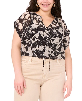 Vince Camuto Plus Printed Peasant Blouse
