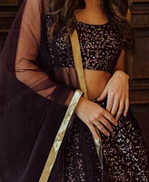 Raas Women's Wine Sequin Lehenga Choli Set