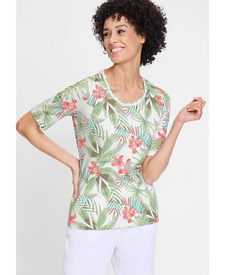 Olsen Women's Tropical Print T-Shirt